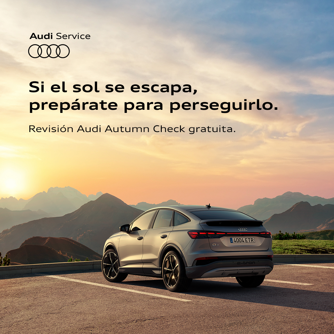 ¡Nueva campaña de otoño! ☀️🍁   Pon tu Audi a punto con la revisión Audi Autumn Check gratuita, y benefíciate de un 10% de descuento en escobillas, baterías, pastillas, discos de freno y neumáticos. Si estás interesado, contáctanos para solicitar cita